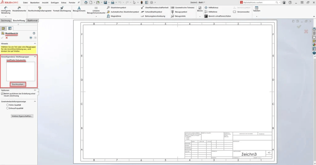 solidworks-neue-zeichnung-modellansicht-