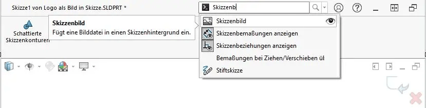 Logo in Skizze Befehlssuche