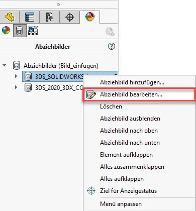 SOLIDWORKS Abziehbild bearbeiten SOLIDWORKS Abziehbild bearbeiten