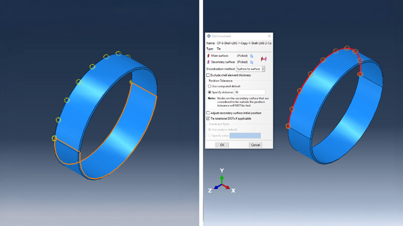SOLIDWORKS Simulation Second Surface Knotenset Knotenset-Auswahl für Second Surface in SOLIDWORKS Simulation