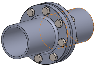 Darstellung Flanschbaugruppe Flanschbaugruppe in technischer Darstellung