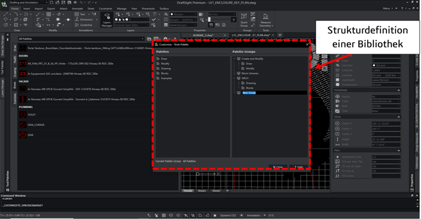 Strukturdefinition einer Bibliothek DraftSight Struktur einer CAD-Bibliothek in DraftSight definieren