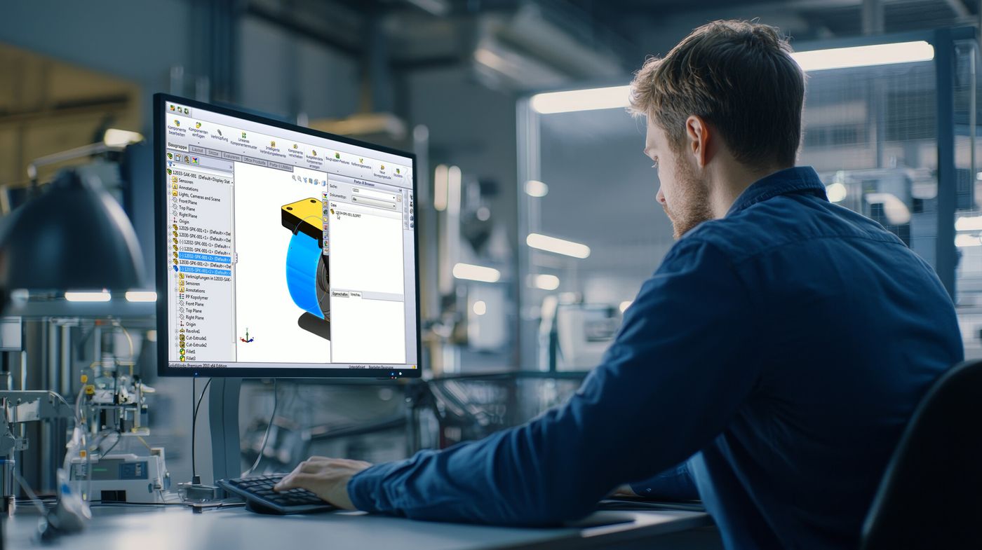 Arbeitsplatz Mensch Bildschirm PORTA X Person arbeitet mit PORTA X Software am Bildschirm