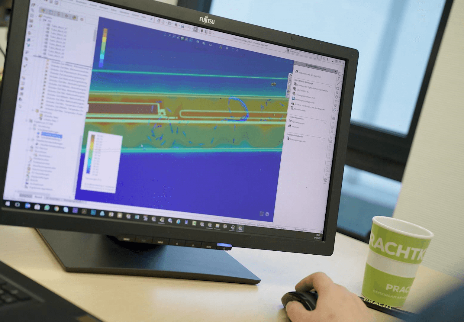 Entwicklungsarbeitsplatz bei Pracht mit Flow Simulation