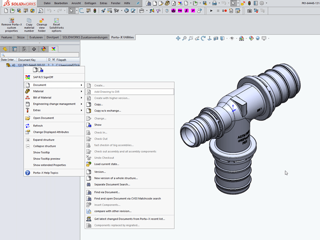 Integration von SOLIDWORKS mit PORTA X bei REHAU