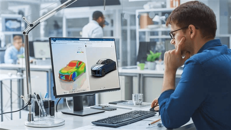 MODSIM PC-Modell MODSIM-Anwendung am PC mit einem digitalen Modell auf dem Bildschirm