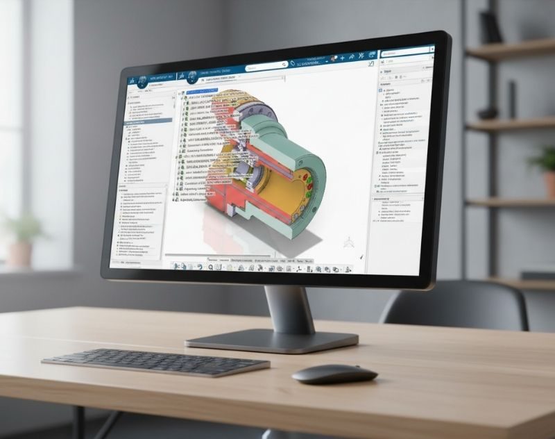 Monitor zeigt Catia V5 Power By Applikation